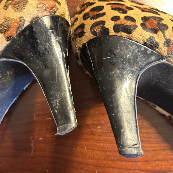 Target Merona brand faux fur leopard print heels size 10 2.5 inch heel - Picture 5 of 5